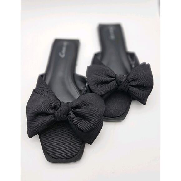 Circus by Sam Edelman Shoes - Circus by Sam Edelman Black Bow Slip-On Slide Fabric Sandals sz 6.5